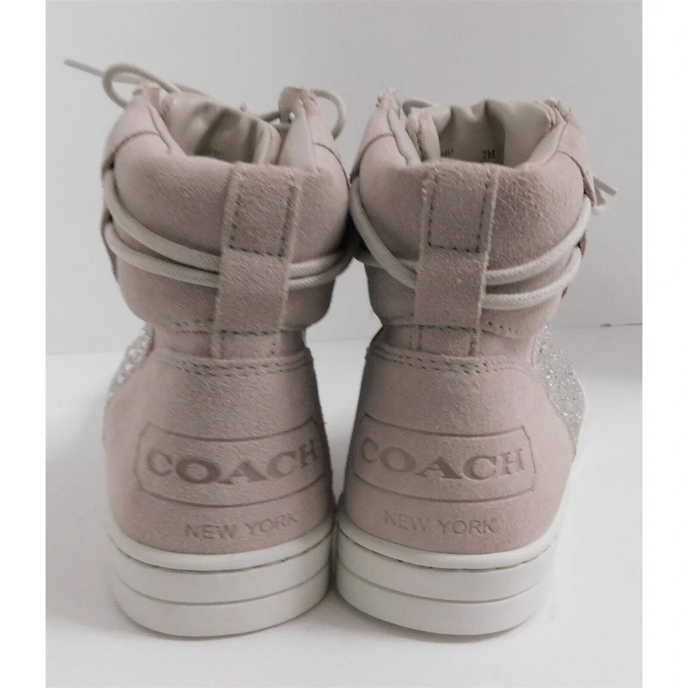 Coach Penda Nude Suede Jeweled High Top‎ Sneakers 7 M